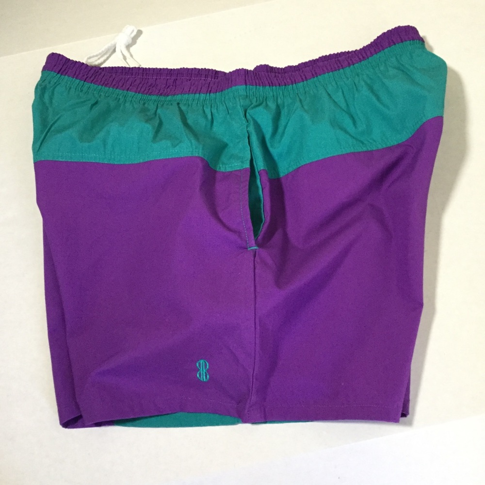 Vintage men swim trunks teal and purple size XL - Picture 4 of 8
